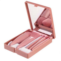 Easy-taken Travel Makeup Brush Set, COSHINE 5pcs Mini Complete Function Cosmetic Brushes Kit (5pcs with mirror) Quick Pick Grocers