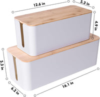 2 Pack Large Cable Management Box – Wooden Style Cord Organizer Box and Cover for TV Wires, Computer, Router, USB Hub and Under Desk Power Strip – Safe ABS Material and Baby-Pets Proof Lock Quick Pick Grocers