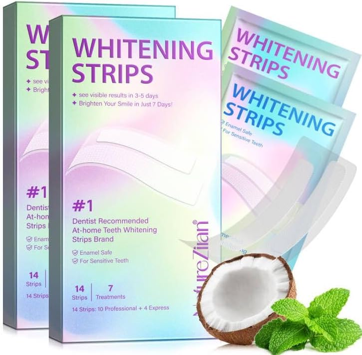 Teeth Whitening Strips,7-Day whitening Strips,Peroxide Free,Sensitive Teeth Whitener,Enamel Safe for Whiter Teeth,Deep Stains Removal,nstant Teeth Whitening Without The Harm (28pcs) Quick Pick Grocers