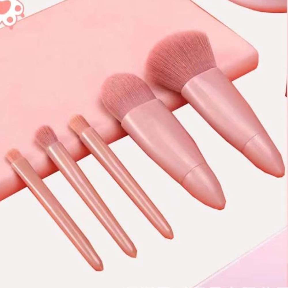 Easy-taken Travel Makeup Brush Set, COSHINE 5pcs Mini Complete Function Cosmetic Brushes Kit (5pcs with mirror) Quick Pick Grocers