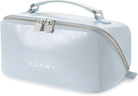 EACHY Travel Makeup Bag, Large Capacity Cosmetic Bag for Women, Waterproof PU Leather, Flat Open Portable Toiletry Bag for Skincare, Brushes & Travel Essentials Quick Pick Grocers