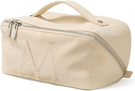 EACHY Travel Makeup Bag, Large Capacity Cosmetic Bag for Women, Waterproof PU Leather, Flat Open Portable Toiletry Bag for Skincare, Brushes & Travel Essentials Quick Pick Grocers