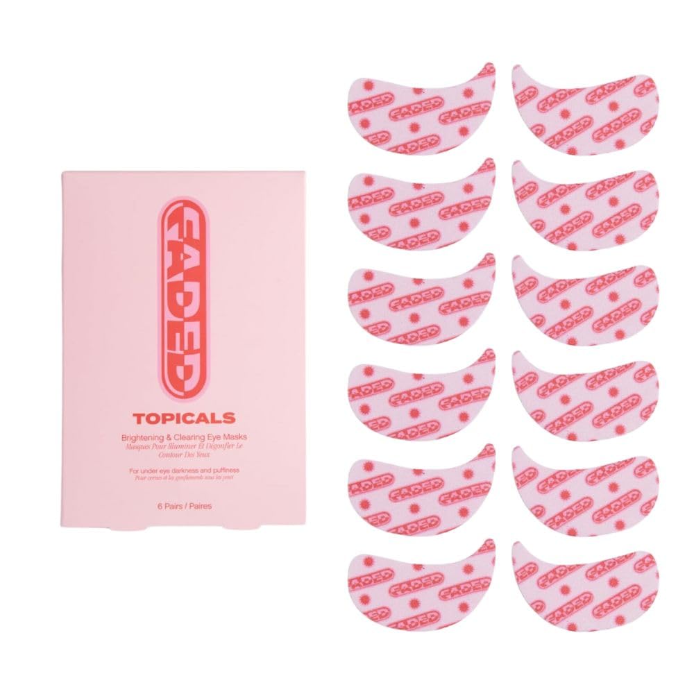 Topicals Faded Brightening Under Eye Masks | Patches to Depuff, Hydrate, Brighten and Cool | Reduce Dark Circles and Fine Lines | Contains Kojic Acid, Caffeine and Niacinamide (Set of 6) Quick Pick Grocers