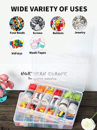 UHOUSE 2 PCS 18 Grids Clear Plastic Organizer Container Storage Box with Fixed Dividers for Nuts and Bolts, Tools Storage Organizer Box Case for Craft Tackles Hardware Quick Pick Grocers