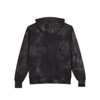 Black tie-dye hoodie on a white background