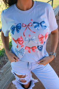 Blue and Red Bows Tee ShopCottonBelles