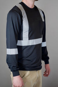 Non FR Hi-Vis Long Sleeve Shirt - Black Static FR