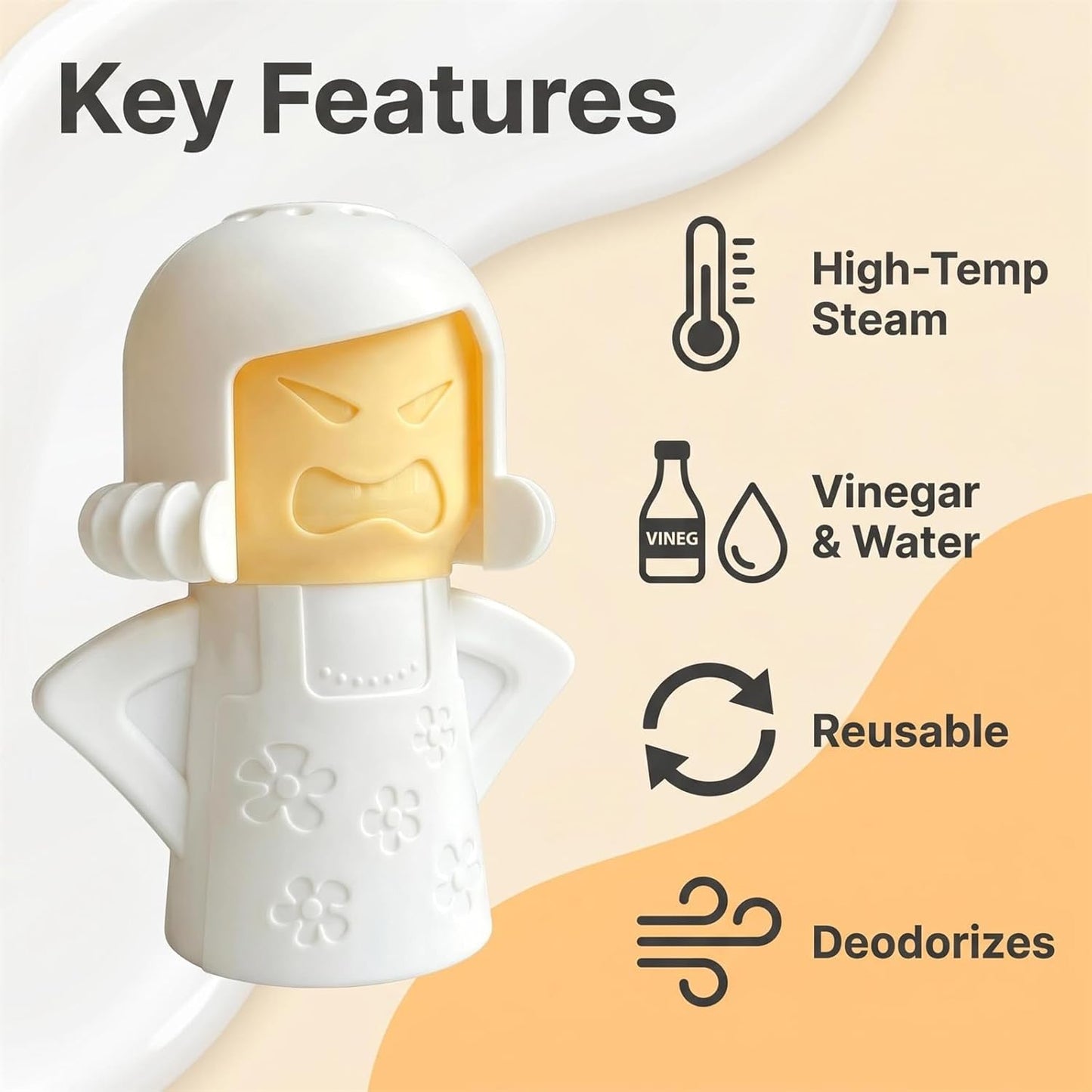 Angry Mom Microwave Cleaner, Mad Mama Microwave Steam Cleaner, Just Add Vinegar and Water, Easily Cleans the Crud in Minutes Quick Pick Grocers