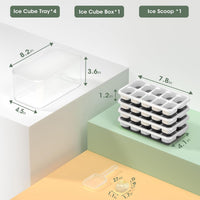 DOQAUS Ice Cube Tray with Lid and Bin - 4 Pack Silicone Ice Cube Trays for Freezer, Stackable Ice Bucket Kits with Storage Container & Scoop for Kitchen, RV, Cocktail, Coffee Quick Pick Grocers