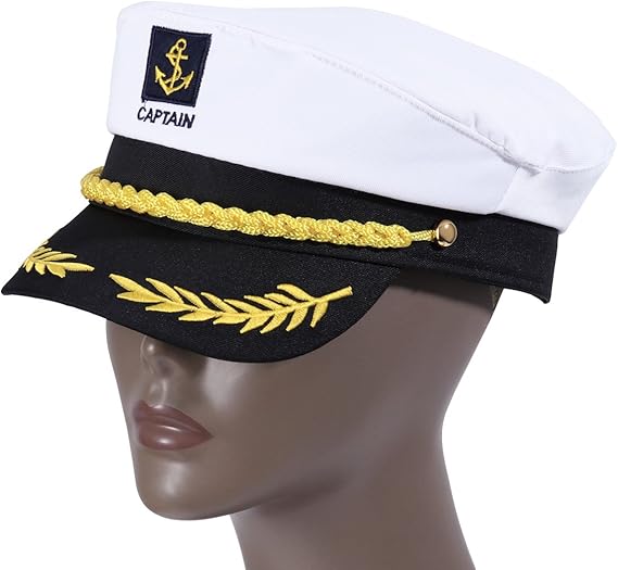 Adult Yacht Captain Hat White Sailor Hat for Women Men Yacht Boat Sailor Captain Cap Marine Admiral Costume Party Cosplay Accessory Quick Pick Grocers