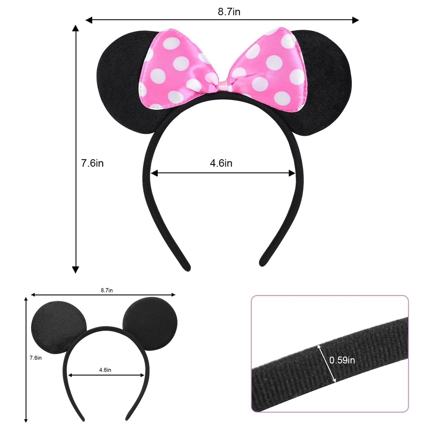 20 Pack Mouse Ears Headband for Birthday Party Supplies and Mouse Themed costume Cosplay Decoration Quick Pick Grocers
