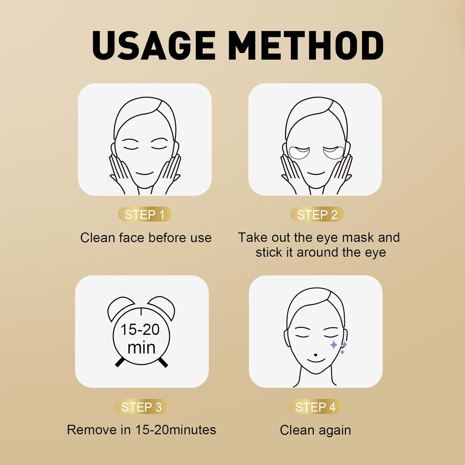 CHMI Under Eye Patches (50 Pairs) - 24K Gold Eye Patches for Puffy Eyes, Dark Circles, EyeBags and Wrinkles, Collagen Skin Care Products, Beauty & Personal Care Quick Pick Grocers