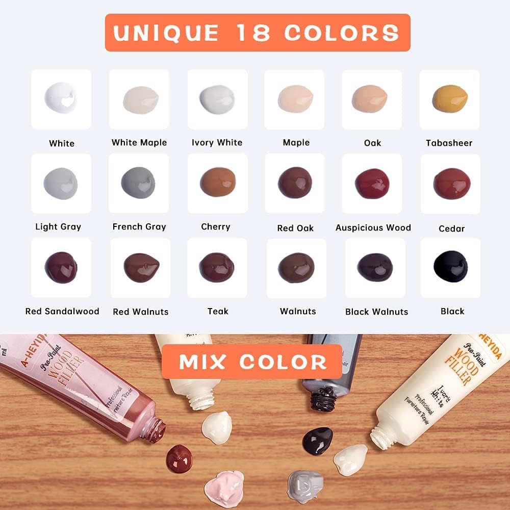 Wood Furniture Repair Kit - 18 Colors Wood Filler Hardwood Laminate Vinyl Floor Repair Kit Wood Putty Cabinet Touch Up Kit - Cover Scratches, Stains, Holes for Table, Door, Veneer, Cherry, Walnut Quick Pick Grocers