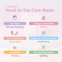 Naisture 15 Min Pamper Me Kit Korean Spa Skincare Gift Set for Head-to-Toe with Hair, Face, Eye, Hand, & Foot Masks Quick Pick Grocers