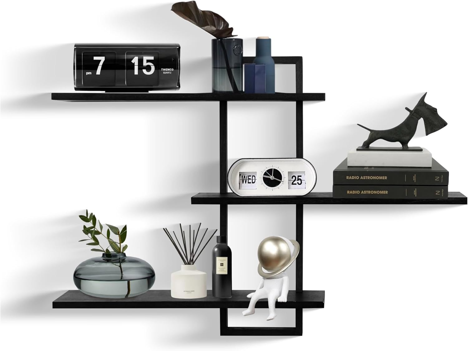 PHOENANCEE 3 Tier Wall Shelves,Decorative Floating Shelf for Wall,Plants Photo Shelf Storage Display Shelving Wood for Living Room Bedroom Kitchen Home Office Decor,Modern,Large,22 Inch Quick Pick Grocers