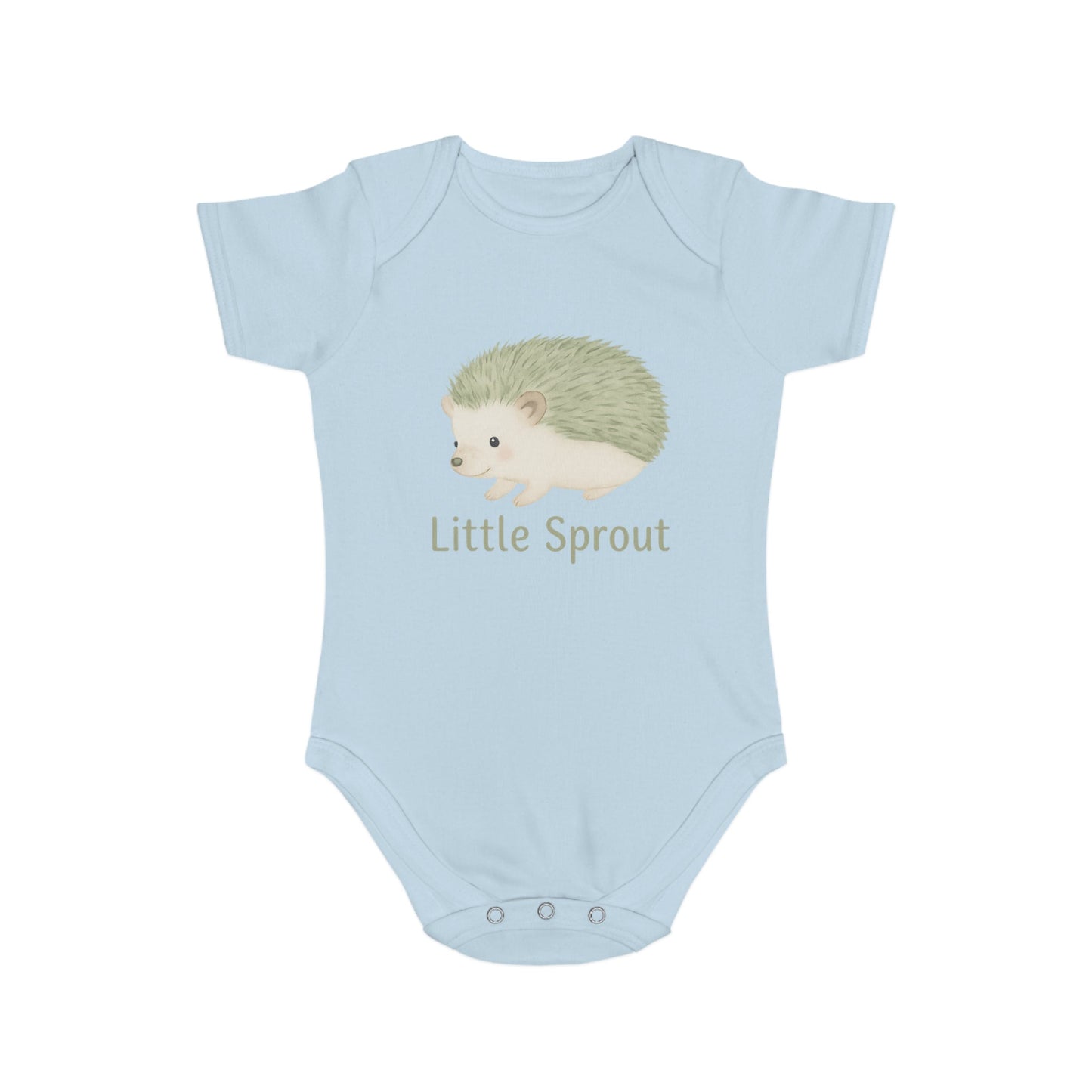 Hedgehog Short Sleeve Baby Bodysuit 'Little Sprout' Organic Cotton Gift for New Parents Printify