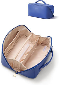 EACHY Travel Makeup Bag, Large Capacity Cosmetic Bag for Women, Waterproof PU Leather, Flat Open Portable Toiletry Bag for Skincare, Brushes & Travel Essentials Quick Pick Grocers