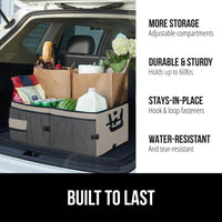 GORILLA GRIP Trunk Organizer for SUV and Cars, Large Capacity Collapsible Car Trunk Storage Organizer, Heavy Duty Car Accessories, Gifts for Mom and Dad, Slip & Water Resistant Multi Compartment Quick Pick Grocers