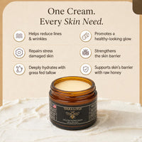 Terra Lotus - Organic Grass-Fed Beef Tallow Balm with Raw Honey - Moisturizing Cream for Soft, Smooth Skin - Handmade All-Natural Moisturizer (2 Oz) Quick Pick Grocers