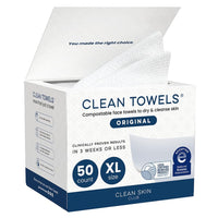 Clean Skin Club Clean Towels XL®, 100% USDA Biobased Face Towel, Disposable Face Towelette, Eczema Association Accepted, Makeup Remover Dry Wipes, Ultra Soft Quick Pick Grocers