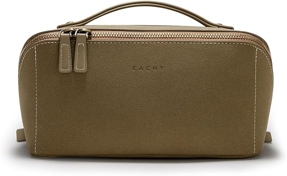 EACHY Travel Makeup Bag, Large Capacity Cosmetic Bag for Women, Waterproof PU Leather, Flat Open Portable Toiletry Bag for Skincare, Brushes & Travel Essentials Quick Pick Grocers