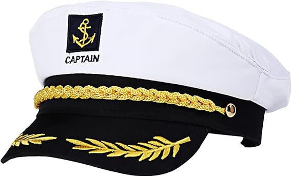 Adult Yacht Captain Hat White Sailor Hat for Women Men Yacht Boat Sailor Captain Cap Marine Admiral Costume Party Cosplay Accessory Quick Pick Grocers