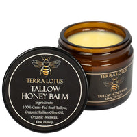 Terra Lotus - Organic Grass-Fed Beef Tallow Balm with Raw Honey - Moisturizing Cream for Soft, Smooth Skin - Handmade All-Natural Moisturizer (2 Oz) Quick Pick Grocers