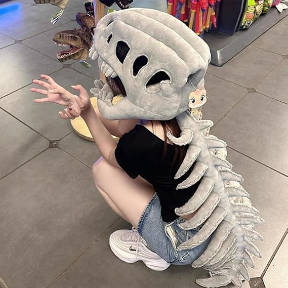 Dinosaur Costume-3D Skeleton Design,Realistic Halloween Dinosaur Skeleton Costume,Themed Skull Cosplay Props Quick Pick Grocers