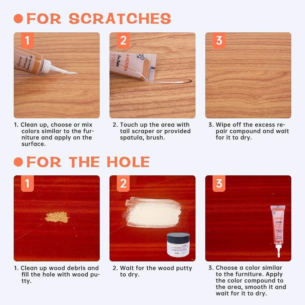 Wood Furniture Repair Kit - 18 Colors Wood Filler Hardwood Laminate Vinyl Floor Repair Kit Wood Putty Cabinet Touch Up Kit - Cover Scratches, Stains, Holes for Table, Door, Veneer, Cherry, Walnut Quick Pick Grocers