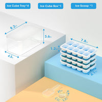 DOQAUS Ice Cube Tray with Lid and Bin - 4 Pack Silicone Ice Cube Trays for Freezer, Stackable Ice Bucket Kits with Storage Container & Scoop for Kitchen, RV, Cocktail, Coffee Quick Pick Grocers