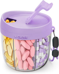 AMOOS Cute Pill Dispenser with 7 Large Compartments, Portable Pill Bottle Organizer with Wide Opening for Easy Use, Anti-Mix Pill Organizer for Travel, BPA-Free Pill Container Quick Pick Grocers