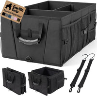 GORILLA GRIP Trunk Organizer for SUV and Cars, Large Capacity Collapsible Car Trunk Storage Organizer, Heavy Duty Car Accessories, Gifts for Mom and Dad, Slip & Water Resistant Multi Compartment Quick Pick Grocers