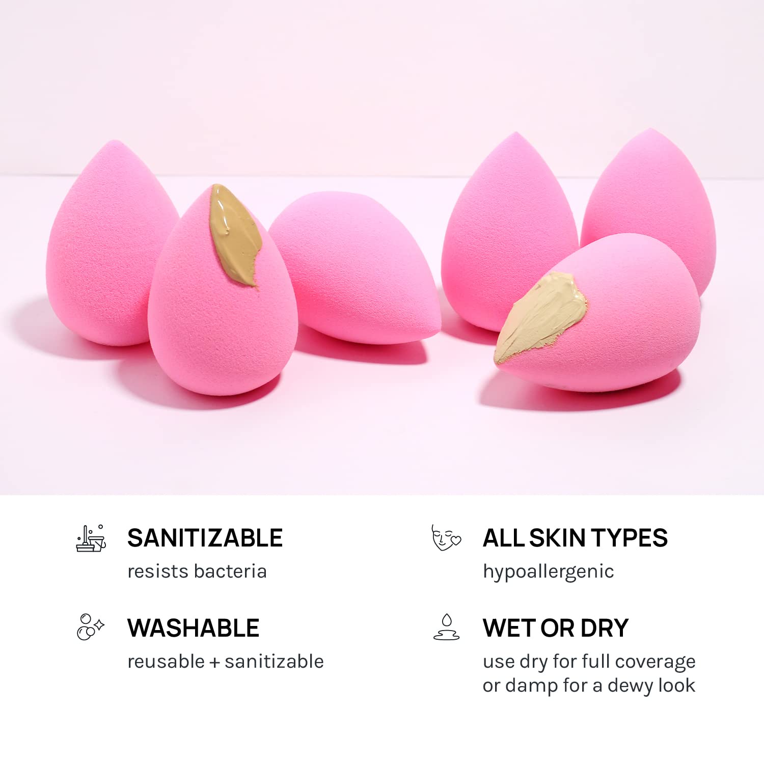 AOA Studio Collection makeup Sponge Set Latex Free and High-definition Set of 6 makeup Wonder blender For Powder Cream and Liquid, Super Soft Wonder Beauty Cosmetic Quick Pick Grocers