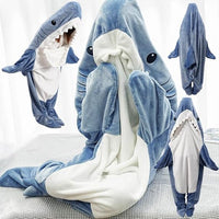 inkArts Shark Blanket Hoodie Onesie for Adult & Kid, Wearable Shark Sleeping Bag, Soft Cozy Onesie Costume Quick Pick Grocers