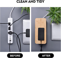 2 Pack Large Cable Management Box – Wooden Style Cord Organizer Box and Cover for TV Wires, Computer, Router, USB Hub and Under Desk Power Strip – Safe ABS Material and Baby-Pets Proof Lock Quick Pick Grocers