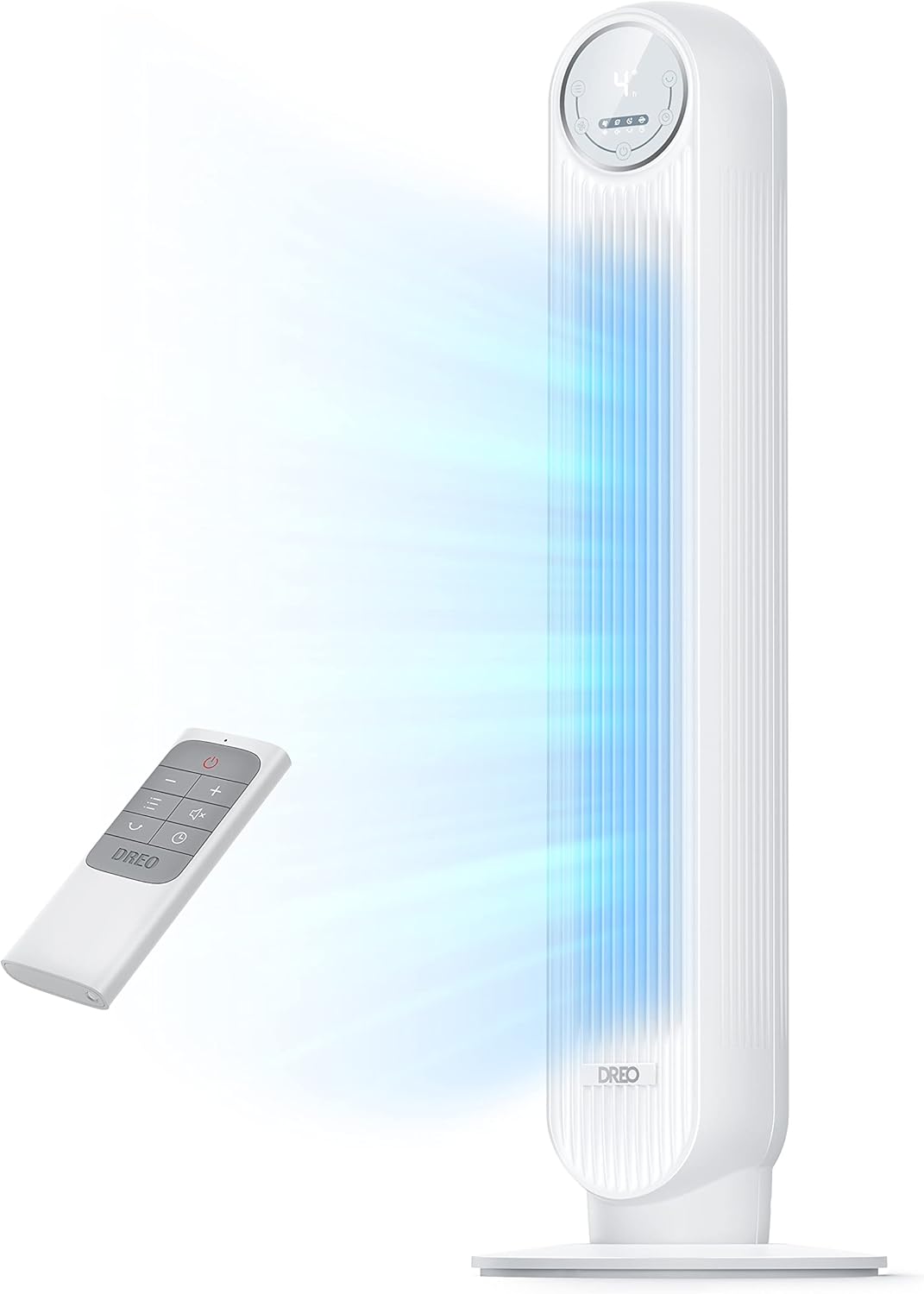 DREO Tower Fan for Bedroom, 2026 Upgraded DC Motor, 28ft/s High Velocity, 20dB Ultra Quiet Standing Fan, 8 Speeds 4 Modes, 90° Oscillating Bladeless Fan for Indoors, Floor Fans with Remote Quick Pick Grocers