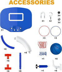 2-in-1 Poor Toy Basketball & Ring Toss Game with 4 Balls, 6 Rings&Pump, Summer Pool Toys Outdoor Water Fun Family Party for Age 3-12 Quick Pick Grocers