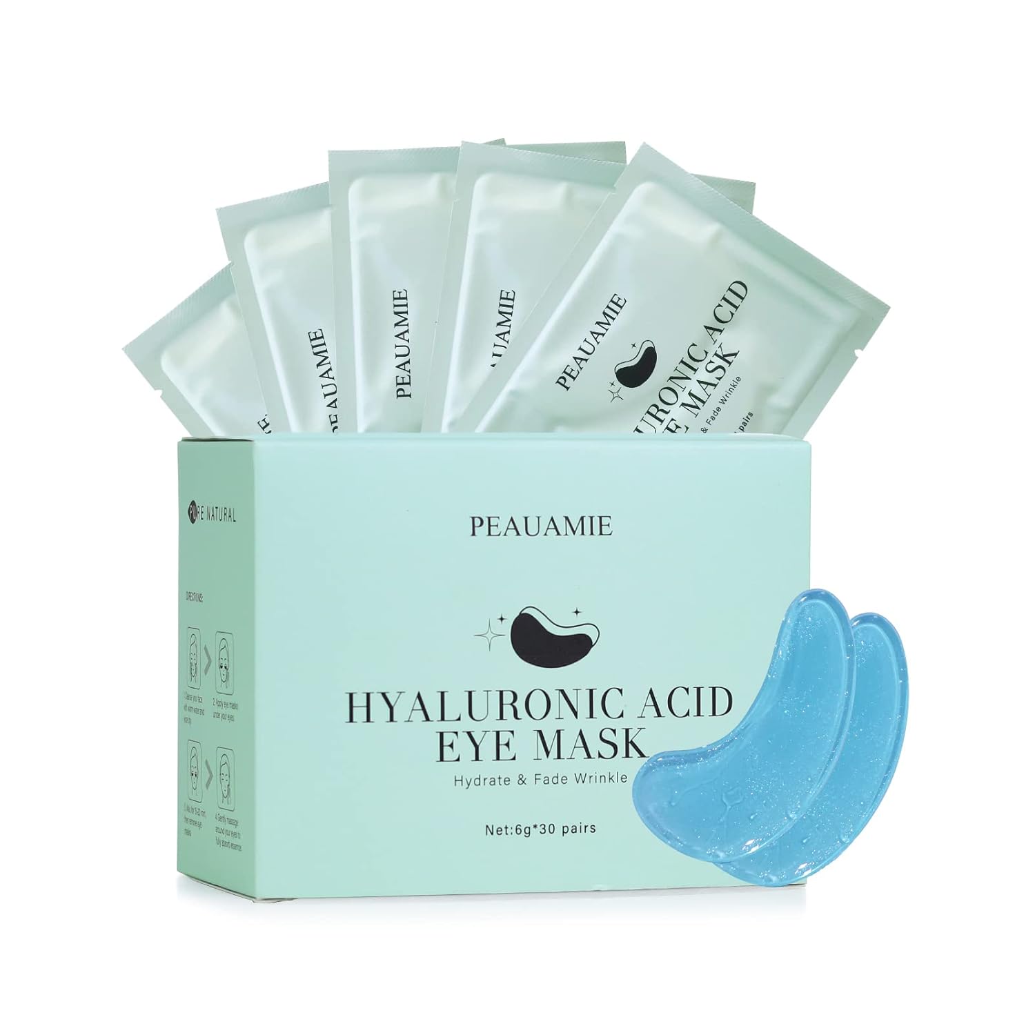 PEAUAMIE Under Eye Patches Collagen and Peptide Eye Mask for Dark Circles and Puffiness,Face Mask Skin Care Products 30 Pairs Quick Pick Grocers