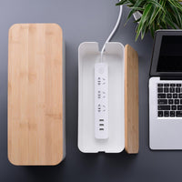 2 Pack Large Cable Management Box – Wooden Style Cord Organizer Box and Cover for TV Wires, Computer, Router, USB Hub and Under Desk Power Strip – Safe ABS Material and Baby-Pets Proof Lock Quick Pick Grocers