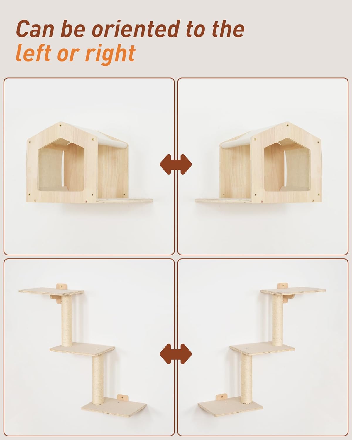 Cat Wall Shelves for Large Cats, 5-in-1 Cat Wall Furniture with Large Hammock and Wide Perch, Wooded Wall Climbing Furniture Set for Indoor Cats Quick Pick Grocers