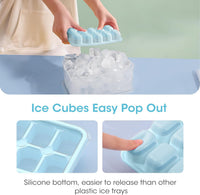 DOQAUS Ice Cube Tray with Lid and Bin - 4 Pack Silicone Ice Cube Trays for Freezer, Stackable Ice Bucket Kits with Storage Container & Scoop for Kitchen, RV, Cocktail, Coffee Quick Pick Grocers