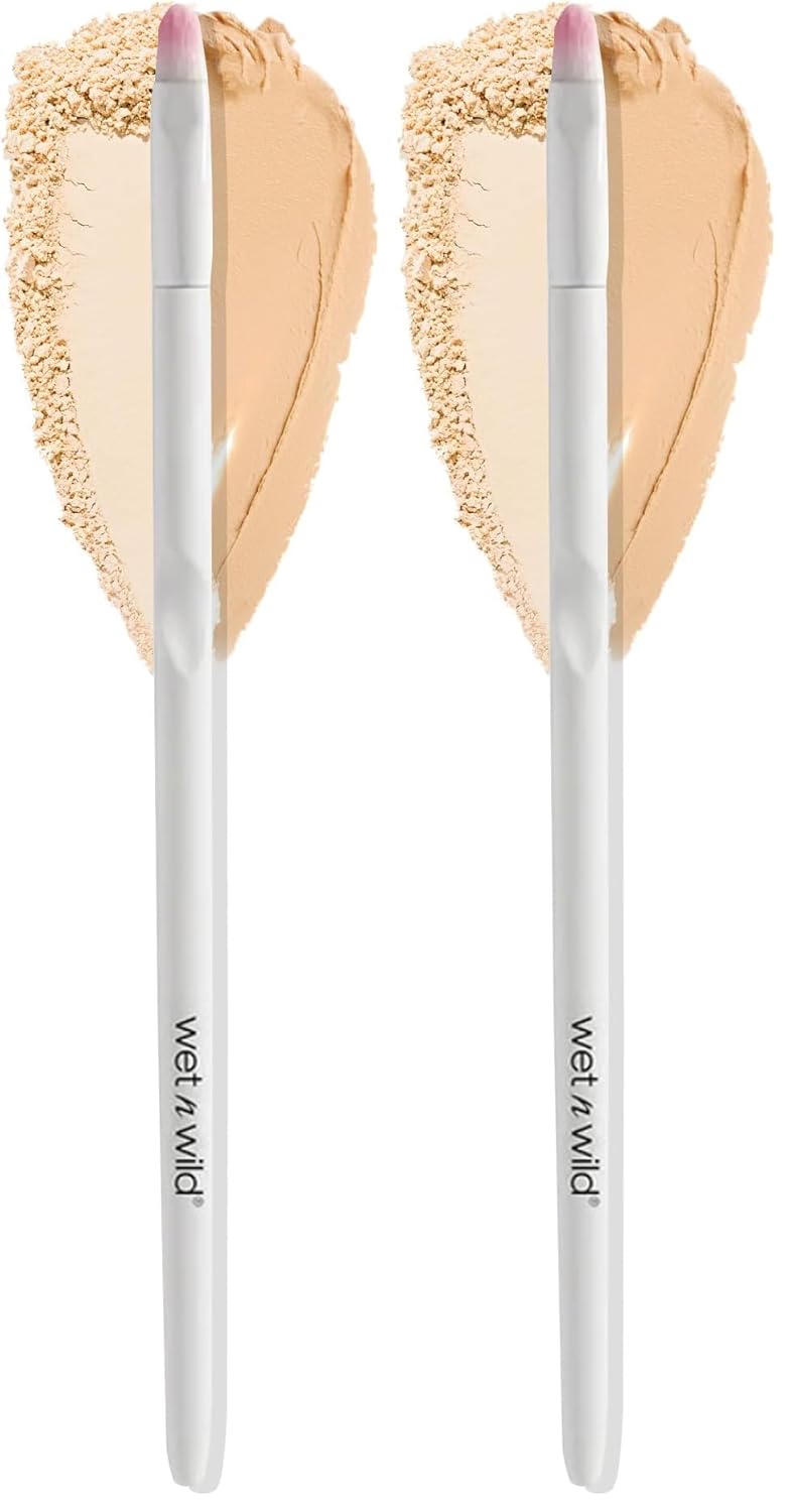 Wet n Wild Angled brush, Foundation Makeup Blending Brush, Ultra-Thin Precision, Ergonomic Handle (Pack of 2) Quick Pick Grocers