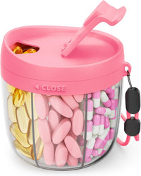 AMOOS Cute Pill Dispenser with 7 Large Compartments, Portable Pill Bottle Organizer with Wide Opening for Easy Use, Anti-Mix Pill Organizer for Travel, BPA-Free Pill Container Quick Pick Grocers