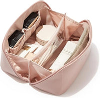 EACHY Travel Makeup Bag, Large Capacity Cosmetic Bag for Women, Waterproof PU Leather, Flat Open Portable Toiletry Bag for Skincare, Brushes & Travel Essentials Quick Pick Grocers