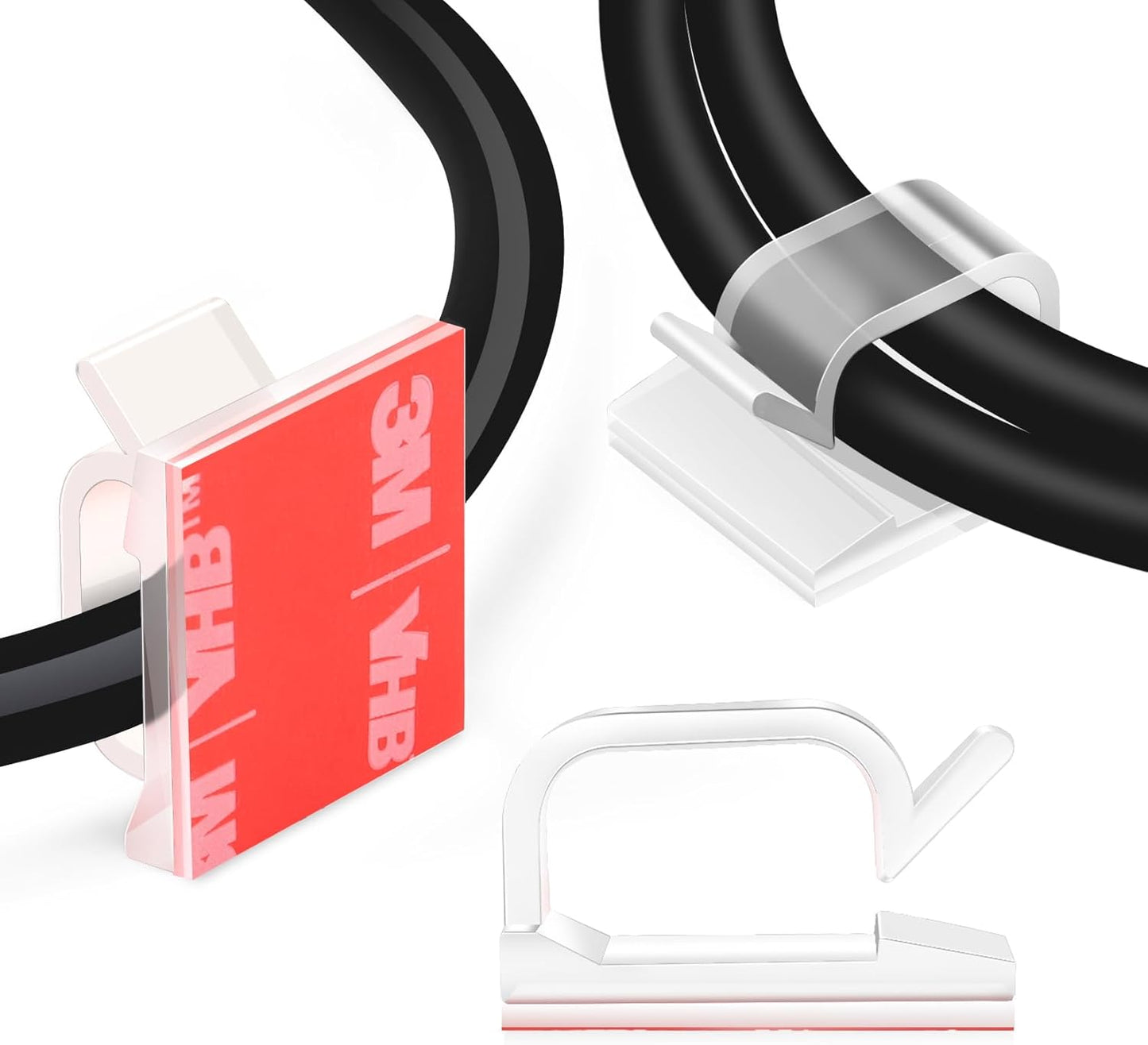 XHF 3/4” 5/8" Adhesive Cable Wire Clips White 60PCS 120PCS, Cable Staples Outdoor Cable Management Wire Organizer Cord Holder for Under Desk, Car, Wall, TV PC Ethernet Cable Quick Pick Grocers
