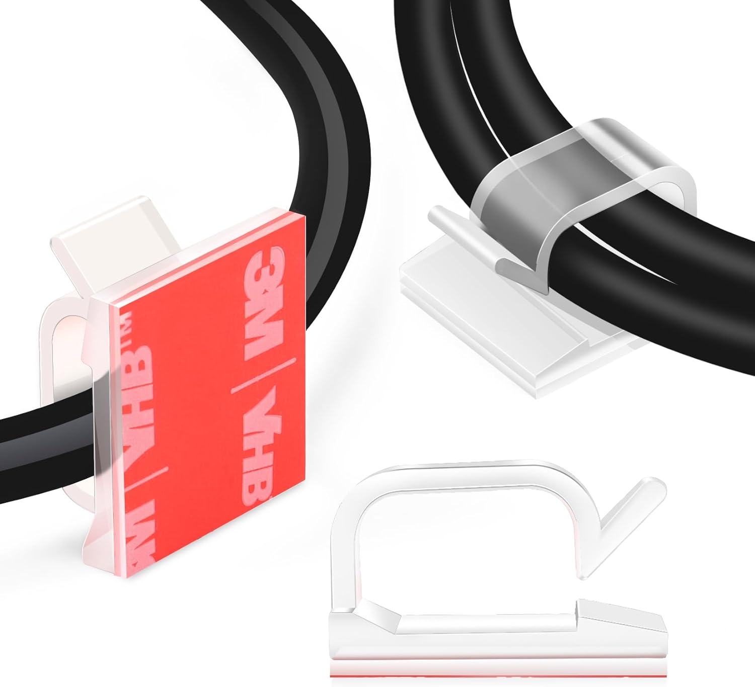 XHF 3/4” 5/8" Adhesive Cable Wire Clips White 60PCS 120PCS, Cable Staples Outdoor Cable Management Wire Organizer Cord Holder for Under Desk, Car, Wall, TV PC Ethernet Cable Quick Pick Grocers