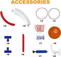 2-in-1 Poor Toy Basketball & Ring Toss Game with 4 Balls, 6 Rings&Pump, Summer Pool Toys Outdoor Water Fun Family Party for Age 3-12 Quick Pick Grocers