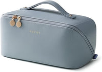 EACHY Travel Makeup Bag, Large Capacity Cosmetic Bag for Women, Waterproof PU Leather, Flat Open Portable Toiletry Bag for Skincare, Brushes & Travel Essentials Quick Pick Grocers