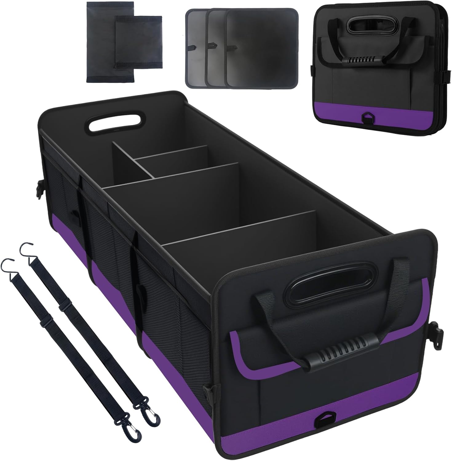 Trunk Organizer for Car, Sturdy Storage Organization with Non-Slip Bottom Strips, 95L Large Capacity Cargo Organizer for Suv, Truck, Sedan, Waterproof Portable Car Organizers for Women Men Quick Pick Grocers
