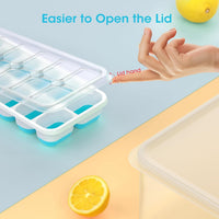 DOQAUS Ice Cube Tray with Lid and Bin - 4 Pack Silicone Ice Cube Trays for Freezer, Stackable Ice Bucket Kits with Storage Container & Scoop for Kitchen, RV, Cocktail, Coffee Quick Pick Grocers